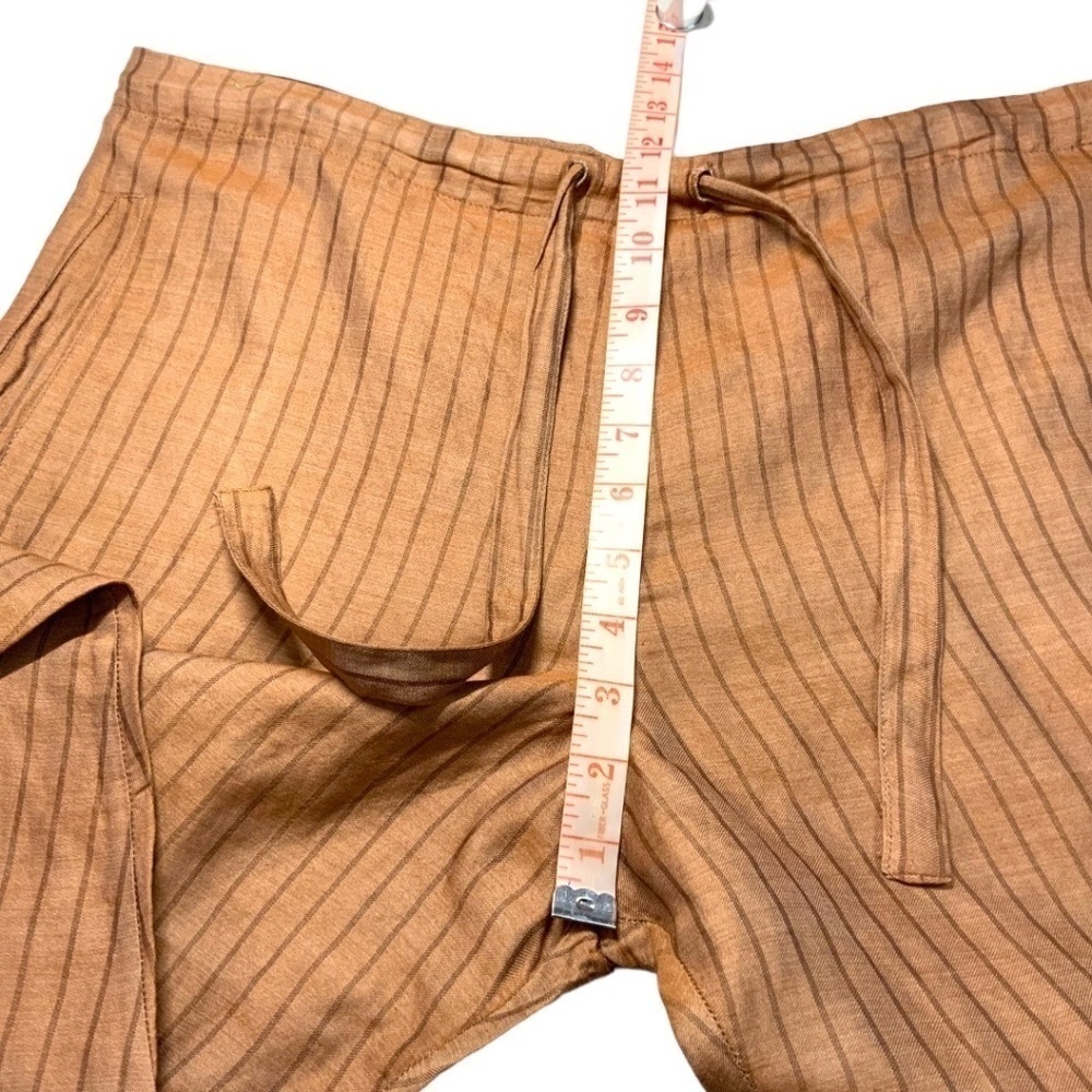 Striped Drawstring Cropped Pants - Brown - Picture 6 of 10